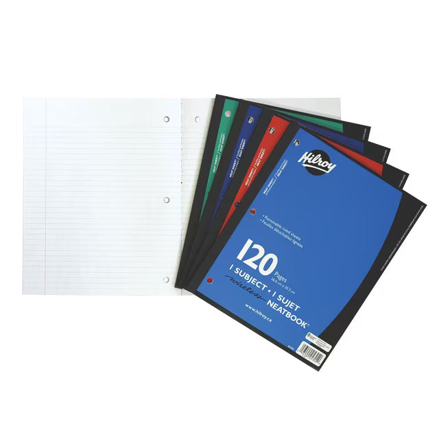 Hilroy 1-Subject Neatbook - 120 Pages, 8" x 10.5", Assorted Colors - Full Master Case of 6 Hover Image