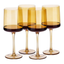 Navaris Amber Tinted Wine Glasses Set of 4 | 13.5oz Stemmed Coloured Glassware | Wine, Cocktail & Dessert Glasses | Full Master Case of 4