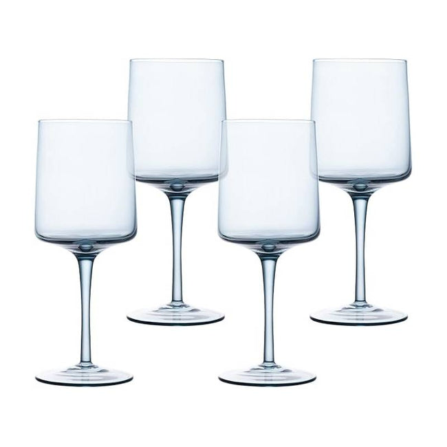 Navaris Blue Square Wine Glasses Set of 4 | 13.5oz Colored Stemmed Glassware | Wine, Cocktails, Beer & Dessert | Full Master Case of 4 Hover Image