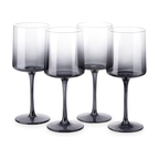 Navaris Gray Square Wine Glasses Set of 4 | 13.5oz Smoke Tinted Stemmed Glasses | Wine, Cocktail & Dessert Glassware | Full Master Case of 4