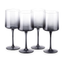 Navaris Gray Square Wine Glasses Set of 4 | 13.5oz Smoke Tinted Stemmed Glasses | Wine, Cocktail & Dessert Glassware | Full Master Case of 4