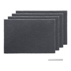 Navaris Natural Slate Serving Plates Set of 4 | 11.8 x 7.8" Rectangular Slate Platters | Includes Chalk | Full Master Case of 1