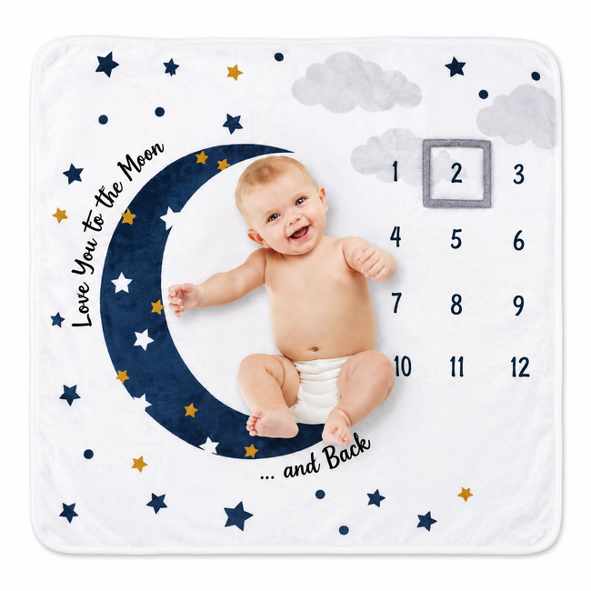 Piccolo Bambino Milestone Blanket - Celestial Dreams | 100% Cotton | 44 x 44 in. | Full Master Carton of 36 Hover Image