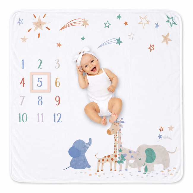Piccolo Bambino Milestone Blanket - Classic Little Friends | 100% Cotton | 44 x 44 in. | Full Master Carton of 36 Hover Image