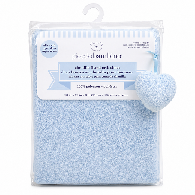 Piccolo Bambino Soft Chamois 1-Piece Standard Crib Fitted Sheet - Blue | Full Master Carton of 12 Hover Image