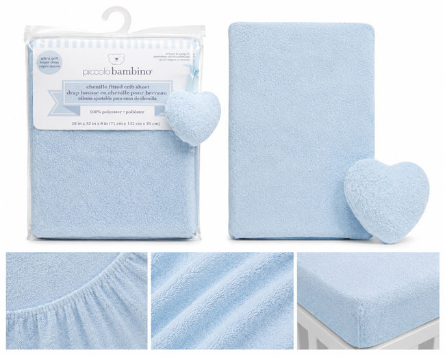 Piccolo Bambino Soft Chamois 1-Piece Standard Crib Fitted Sheet - Blue | Full Master Carton of 12 Main Image