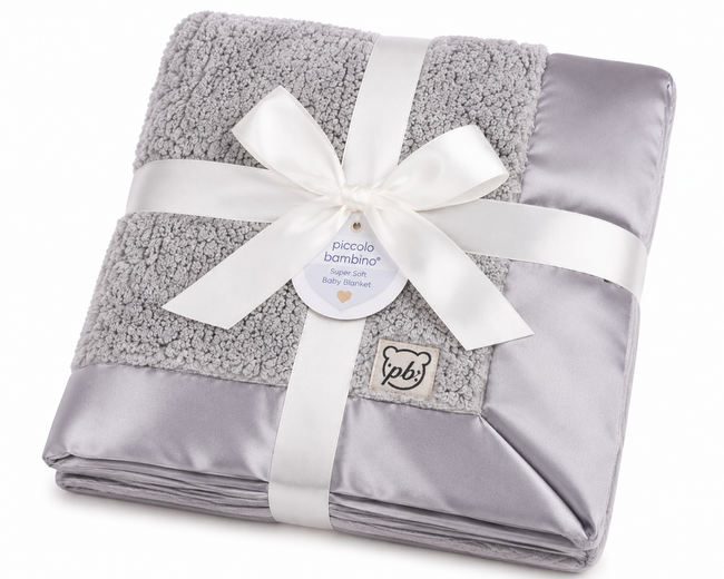 Piccolo Bambino Super Soft Stroller Baby Blanket - Grey | Full Master Carton of 12 Main Image