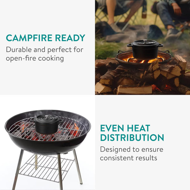 Navaris Mini Cast Iron Skillets Set of 4 | 6" Sizzling Serving Pans with Wooden Bases | Full Master Case of 2 Main Image