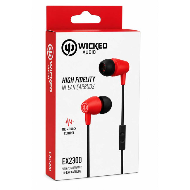Wicked Audio EX2300 Wired Earbuds with Mic - Red - Full Master Case of 60 Main Image
