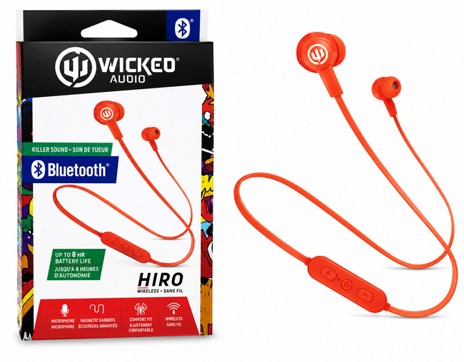 Wicked Audio Hiro Wireless Bluetooth Earbuds with Microphone - Red - Full Master Case of 60 Main Image