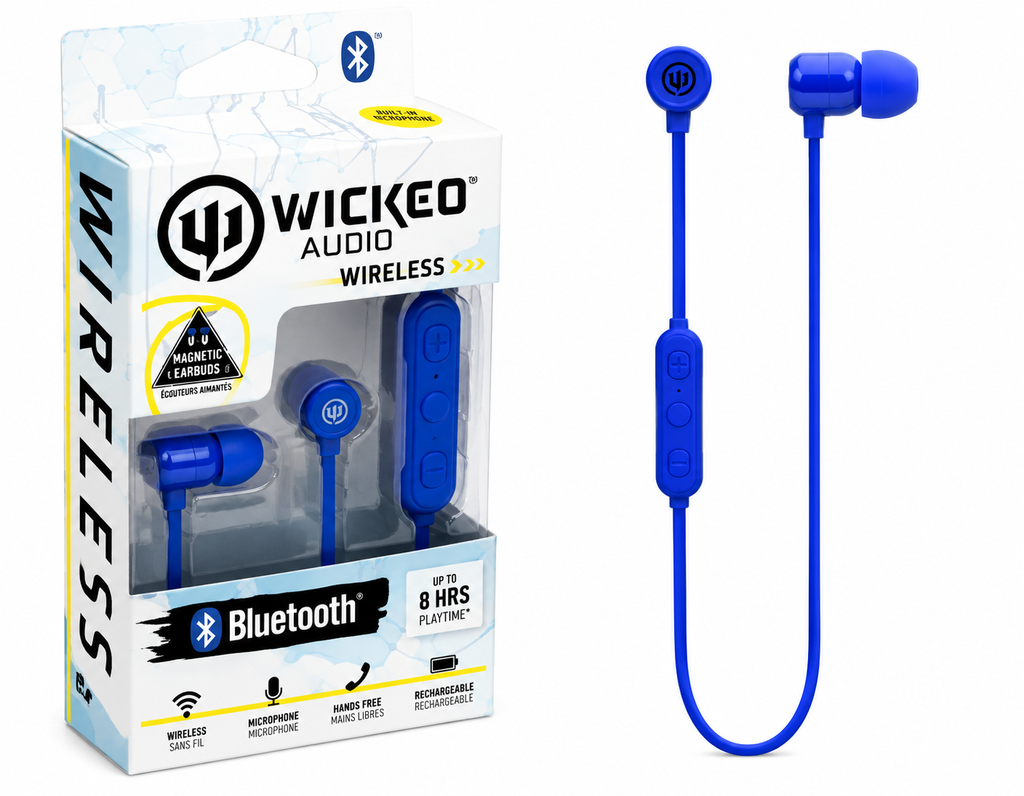 Wicked Audio Omen Wireless Bluetooth Earbuds with Mic & Track Control - Blue - Full Master Case of 30