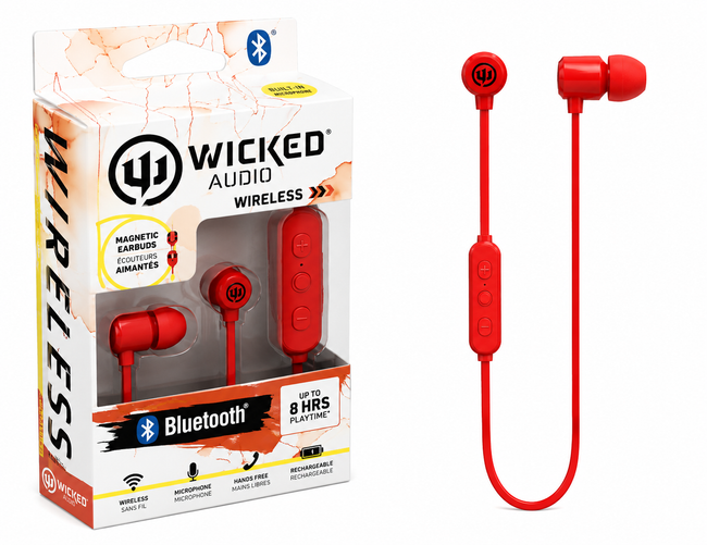 Wicked Audio Omen Wireless Bluetooth Earbuds with Mic & Track Control - Red - Full Master Case of 30 Main Image