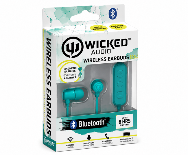 Wicked Audio Omen Wireless Bluetooth Earbuds with Mic & Track Control - Teal - Full Master Case of 30 Main Image