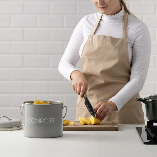 Navaris Metal Compost Caddy Bin - 3L Kitchen Compost Bucket with Lid & Charcoal Filters - Grey - Full Master Case of 4 Main Image